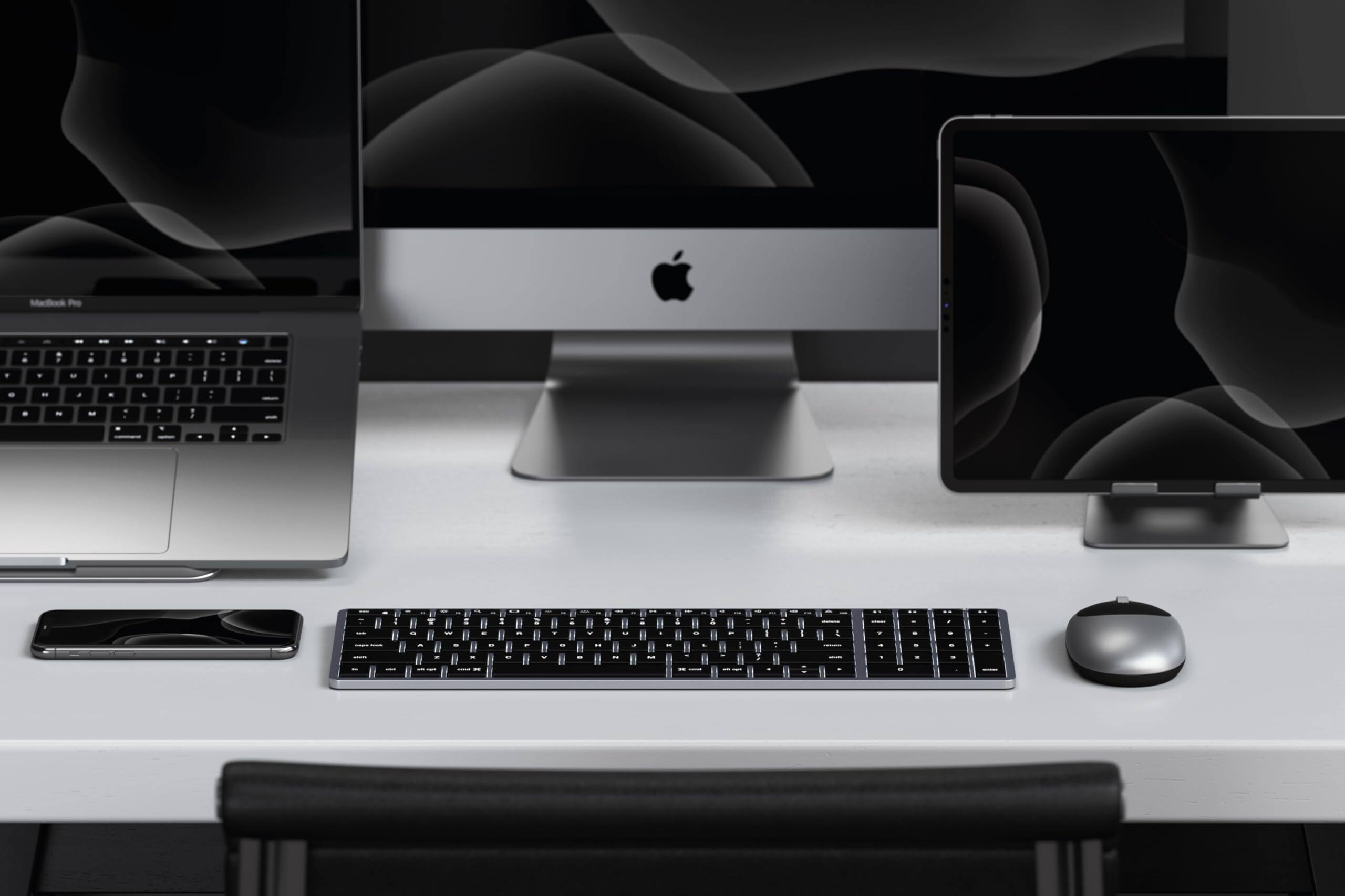 Alt View 2. Satechi - Satechi Slim X2 Bluetooth Backlit Keyboard - Numeric Keypad, Multi-Device Sync & Illuminated Keys for Mac - Space Gray - Space Gray.