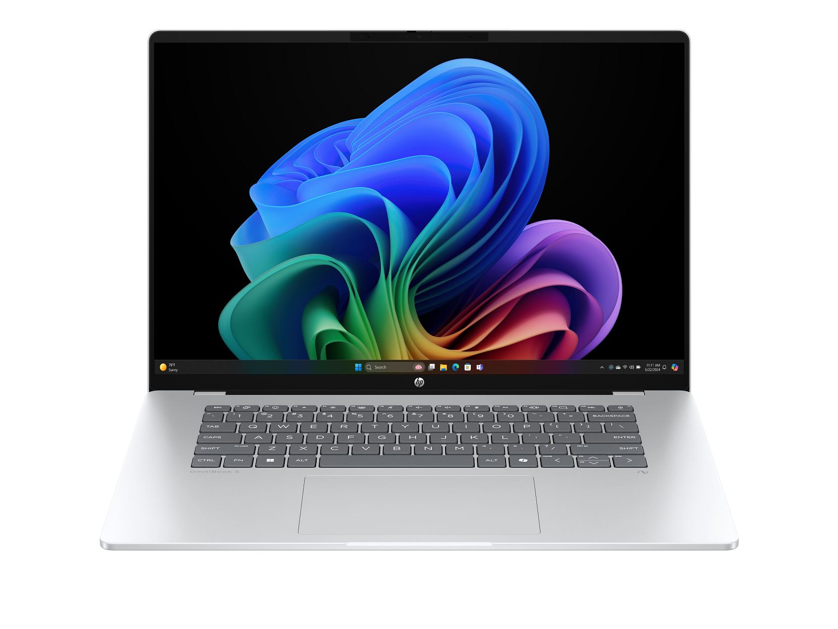 HP - OmniBook 5 Laptop Computer 16" 2K Snapdragon X 16 GB memory;256 GB SSD - Glacier silver aluminum