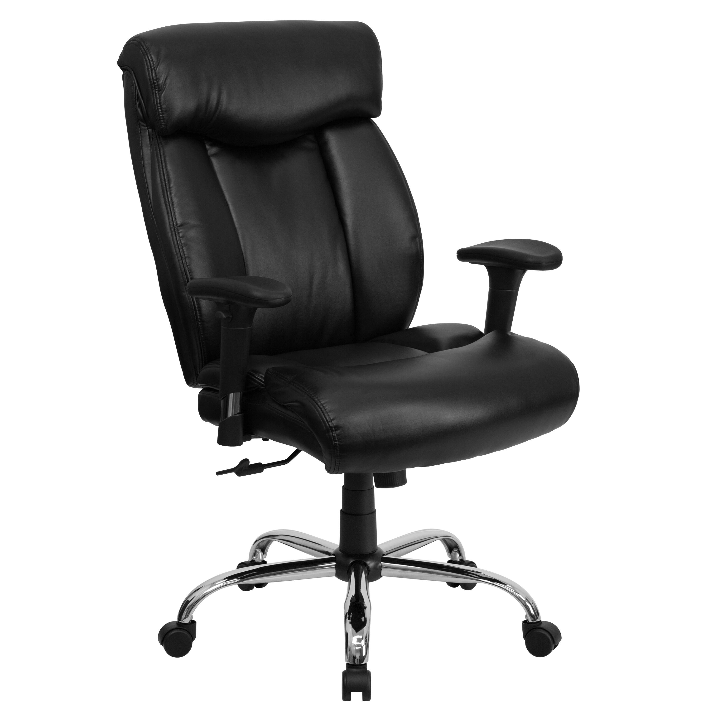 Front. Emma + Oliver - 400 lb. Big & Tall High Back Full Headrest Ergonomic Office Chair with Arms - Black LeatherSoft.
