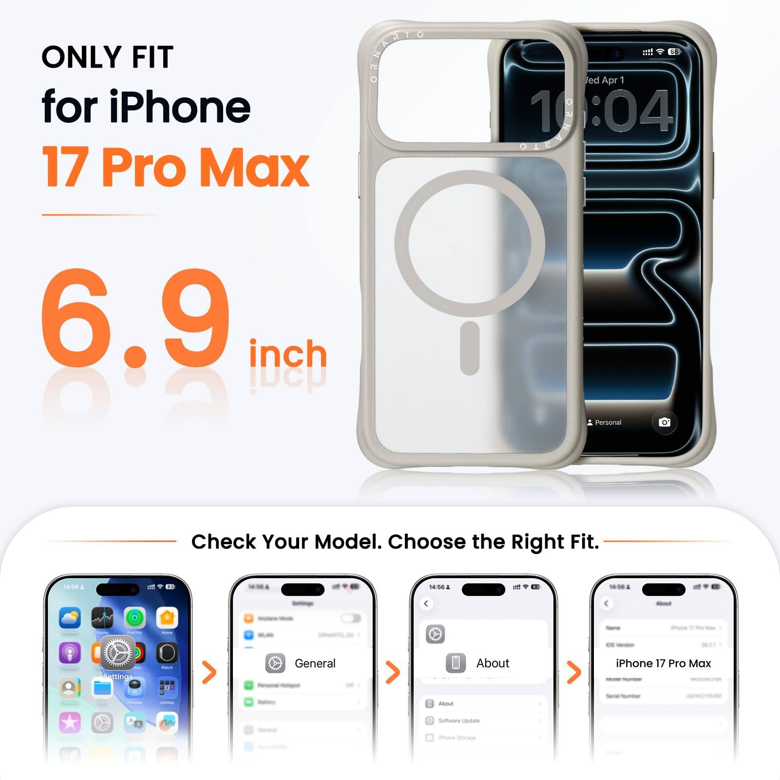 ONLY FIT for iPhone 17 Pro Max  
6.9 inch  
Check Your Model. Choose the Right Fit.