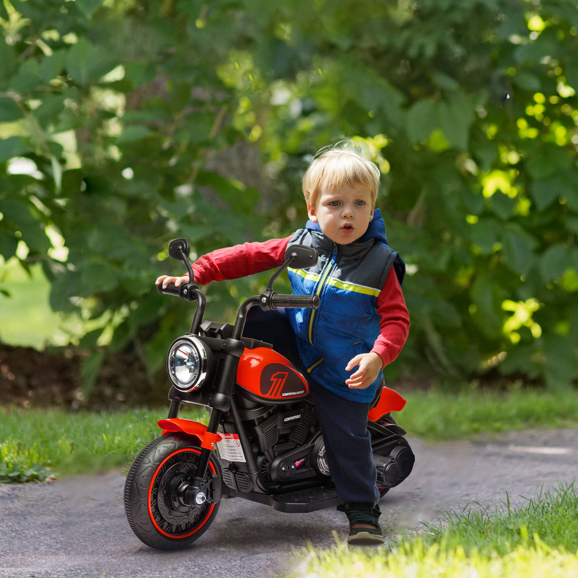 Angle. Aosom - Kids Motorcycle with Training Wheels, 6V Ride-on Toy for Toddler 18-48mos, Battery Motorbike with 1-Button Start.