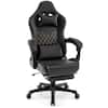 Front. Costway - Costway Gaming Chair with Footrest Ergonomic Video Game Computer Chair with Headrest - Black.