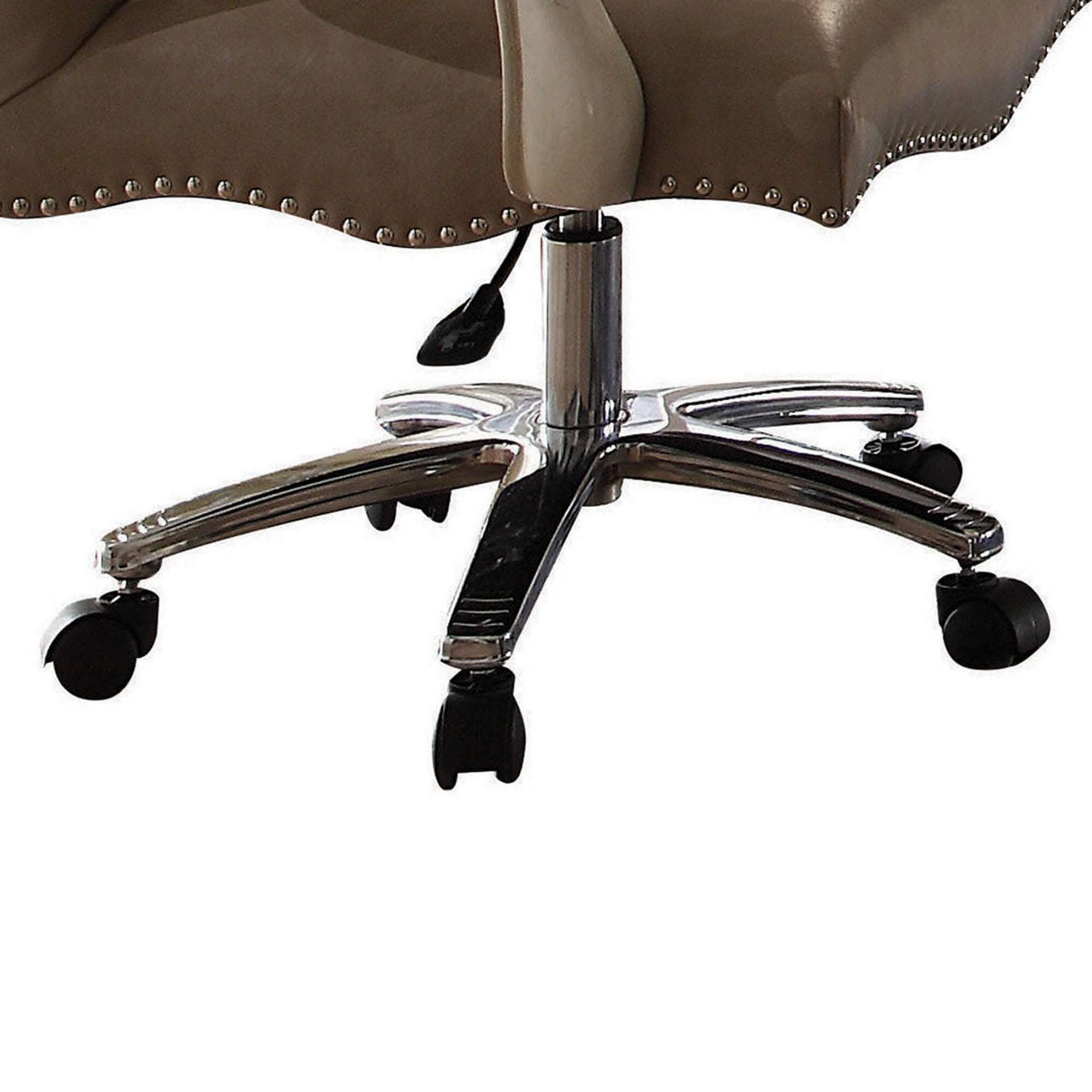 Alt View 1. Manhattan Lane - Leather Upholstered Executive Chair With Lift - Brown and White.