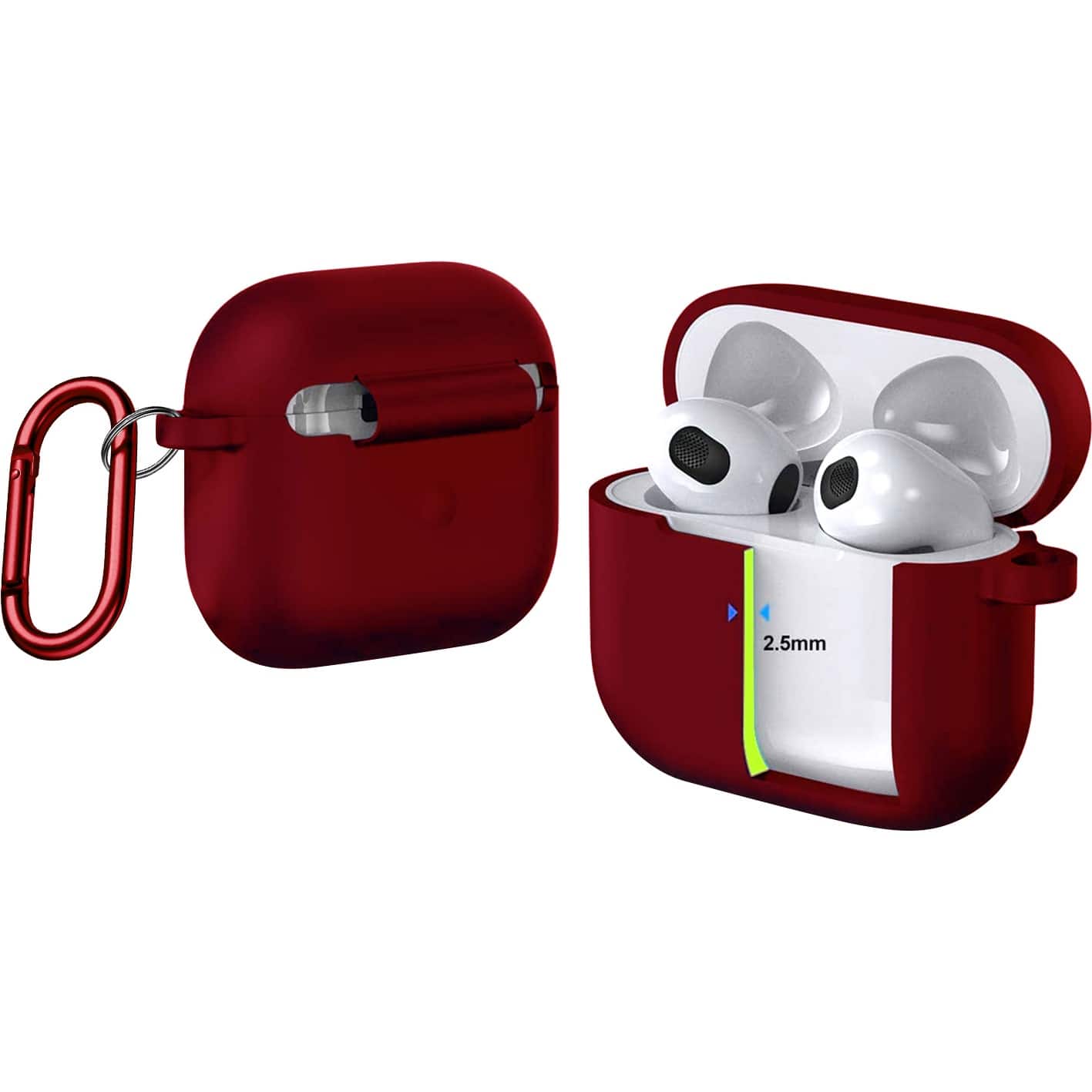 Alt View 12. SaharaCase - Venture Series Silicone Combo Kit Case for Apple AirPods (3rd Generation) - Burgundy.