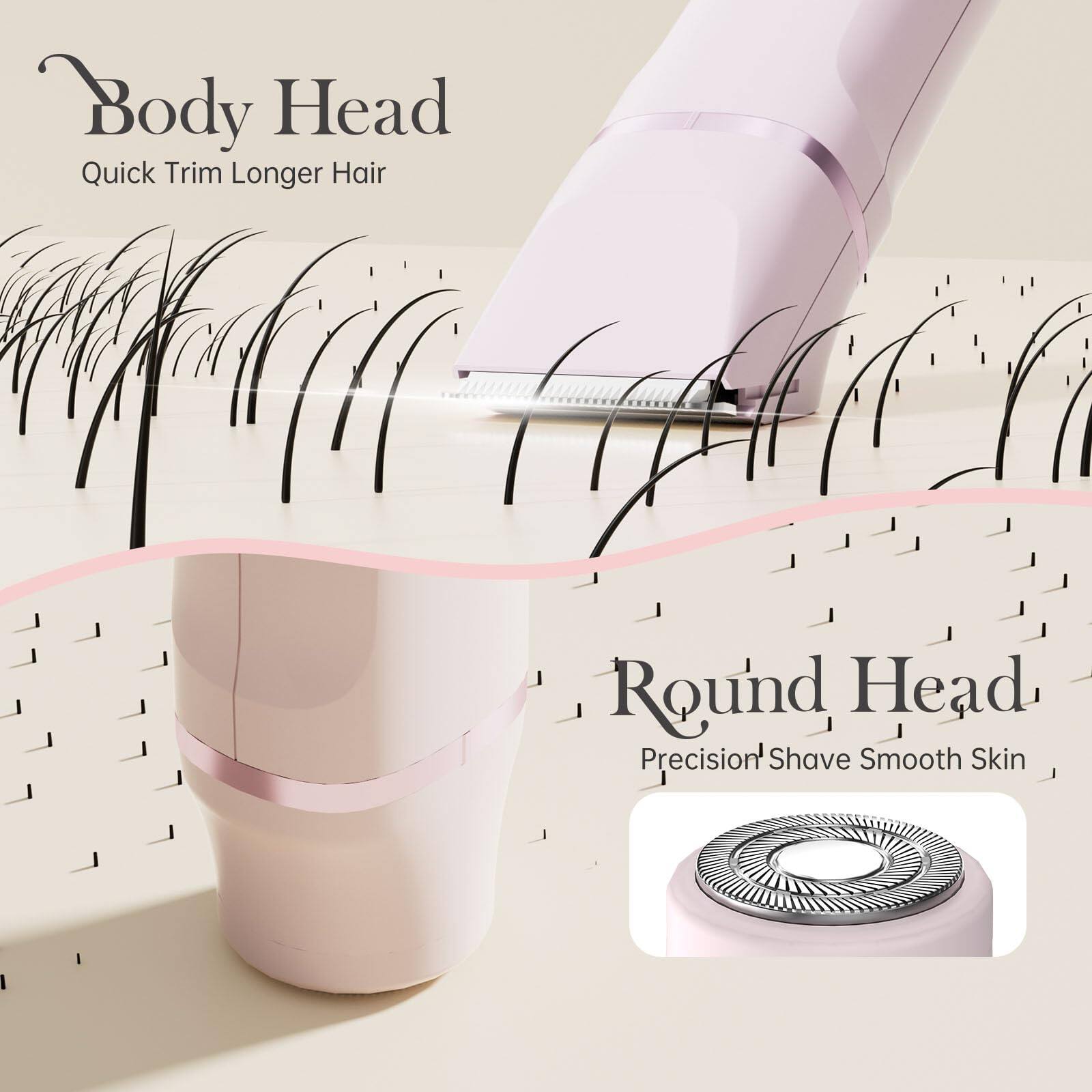 Body Head Quick Trim Longer Hair  
Round Head Precision Shave Smooth Skin