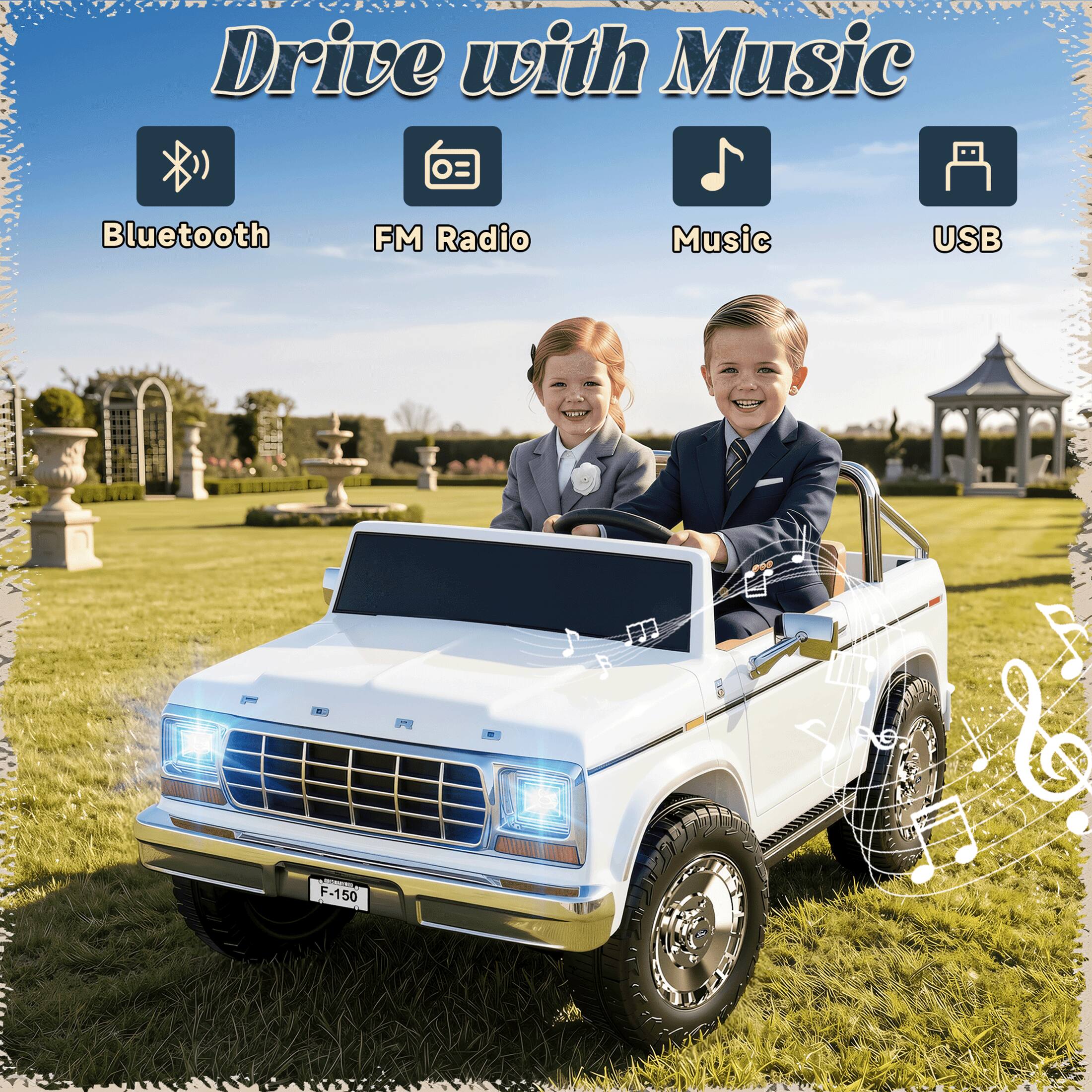 Drive with Music

Bluetooth
FM Radio
Music
USB

B:)
A
=
SPORT F-150