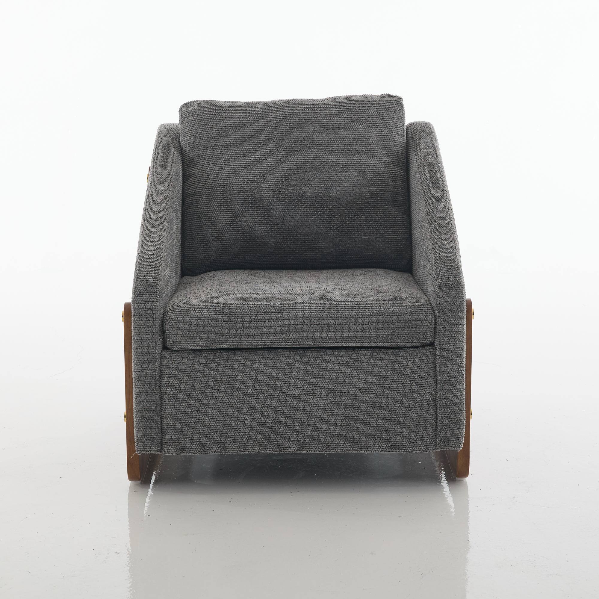 Alt View 7. GOODSILO - Modern Upholstered Armchair with Wooden Side Frame and Cushioned Seat for Living Room or Bedroom - Gray.