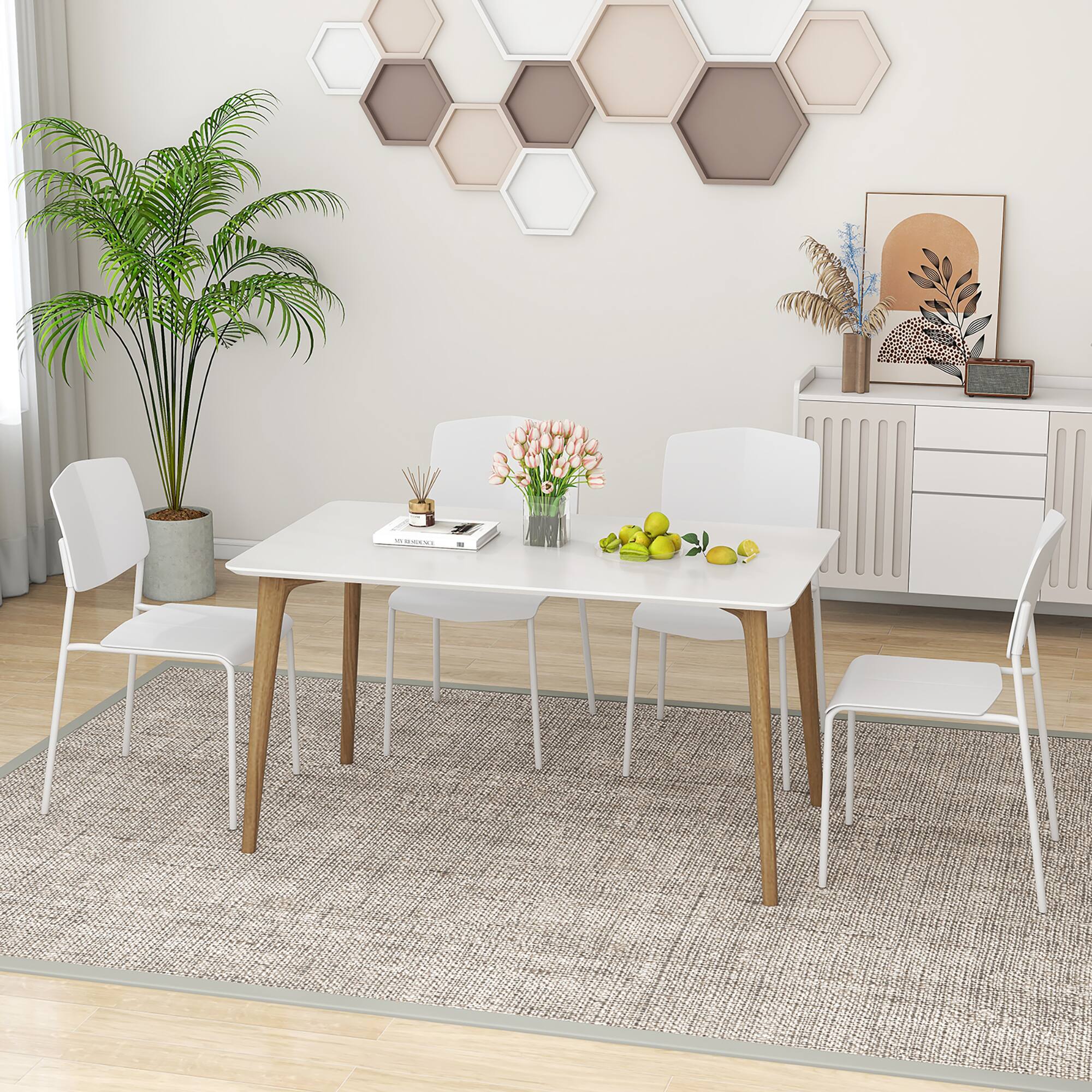 Alt View 3. Gymax - Gymax Dining Chair Set of 2 w/Ergonomic Backrest & Wide Seat Stackable Kitchen Chairs White - White.