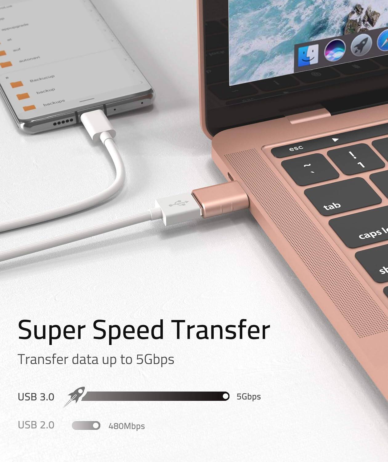 - hum Ivenctue
- Backucup backup backups esc ~
- ! 1 tab I caps st

Super Speed Transfer  
Transfer data up to 5Gbps  
USB 3.0  
USB 2.0 480Mbps 5Gbps