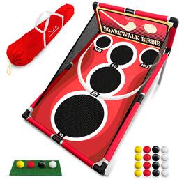 Swooc Games - Boardwalk Birdie - Arcade Style Golf Game With Easy Setup & With 10+ Games - Backyard Golf Chipping Game - Red