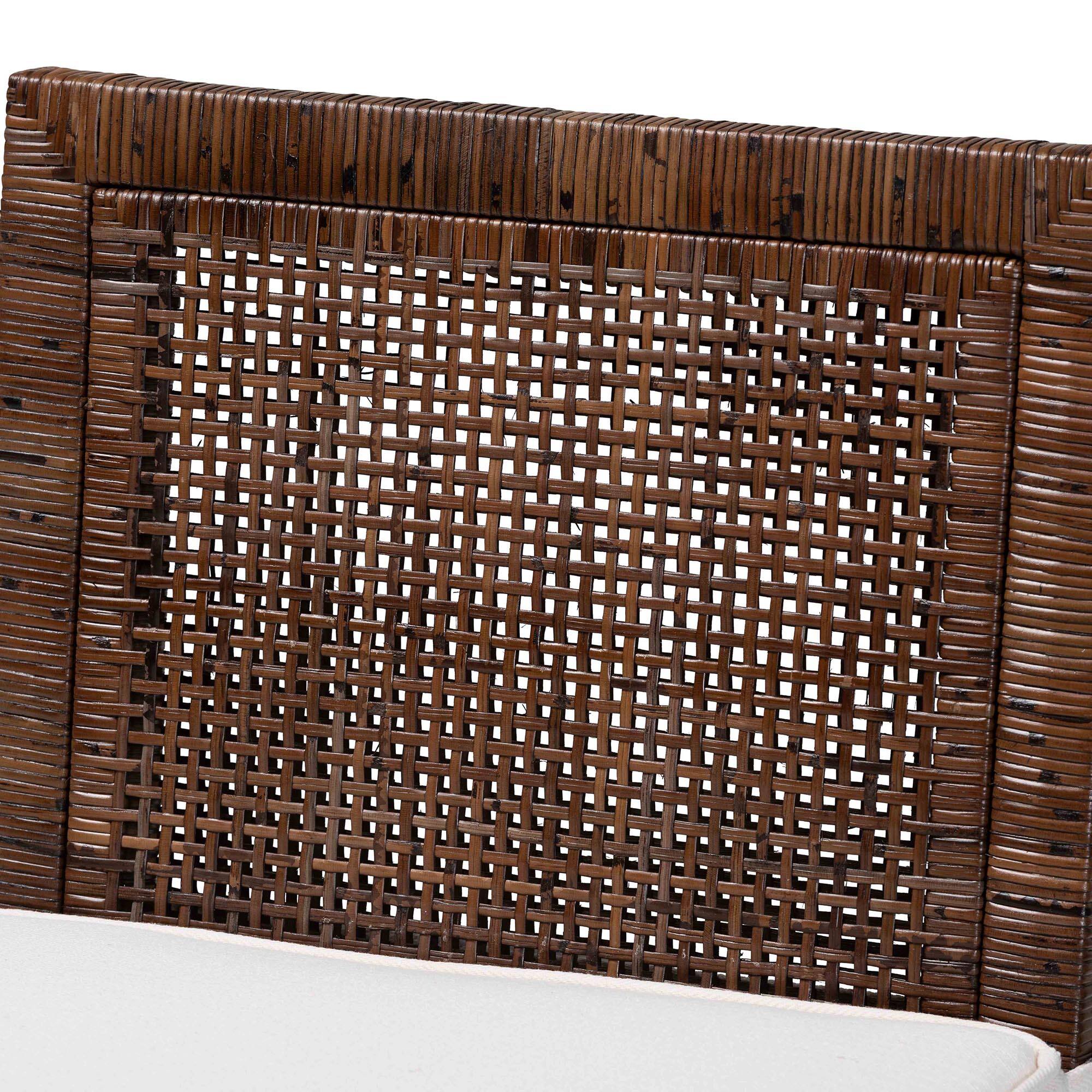 Alt View 1. bali & pari - Sofia Rattan Counter Stool with Mahogany Wood Frame - Handwoven Wicker Counter Height Chair with Cushion - Antique Coffee.