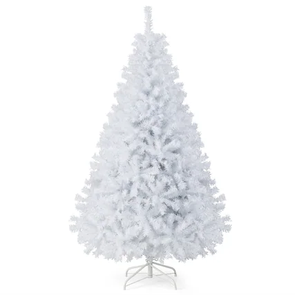 Front. Gymax - Gymax 6ft White Christmas Tree Classic Pine Tree PVC Material Thicken Tips(White) - White.
