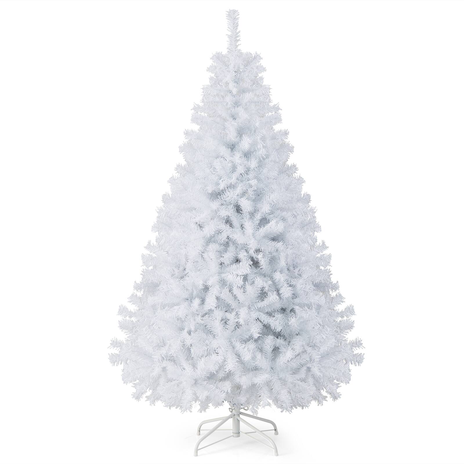 Front. Gymax - Gymax 6ft White Christmas Tree Classic Pine Tree PVC Material Thicken Tips(White) - White.