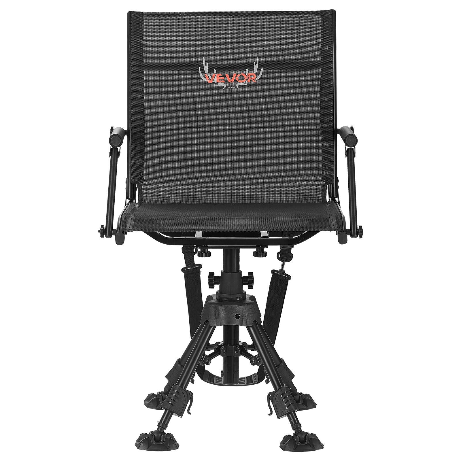 Alt View 5. VEVOR - Hunting Chair, 360° Silent Swivel, Foldable Portable Blind Chair, Heavy-Duty Steel Frame Ground Stool Seat,with Armrests - Black.