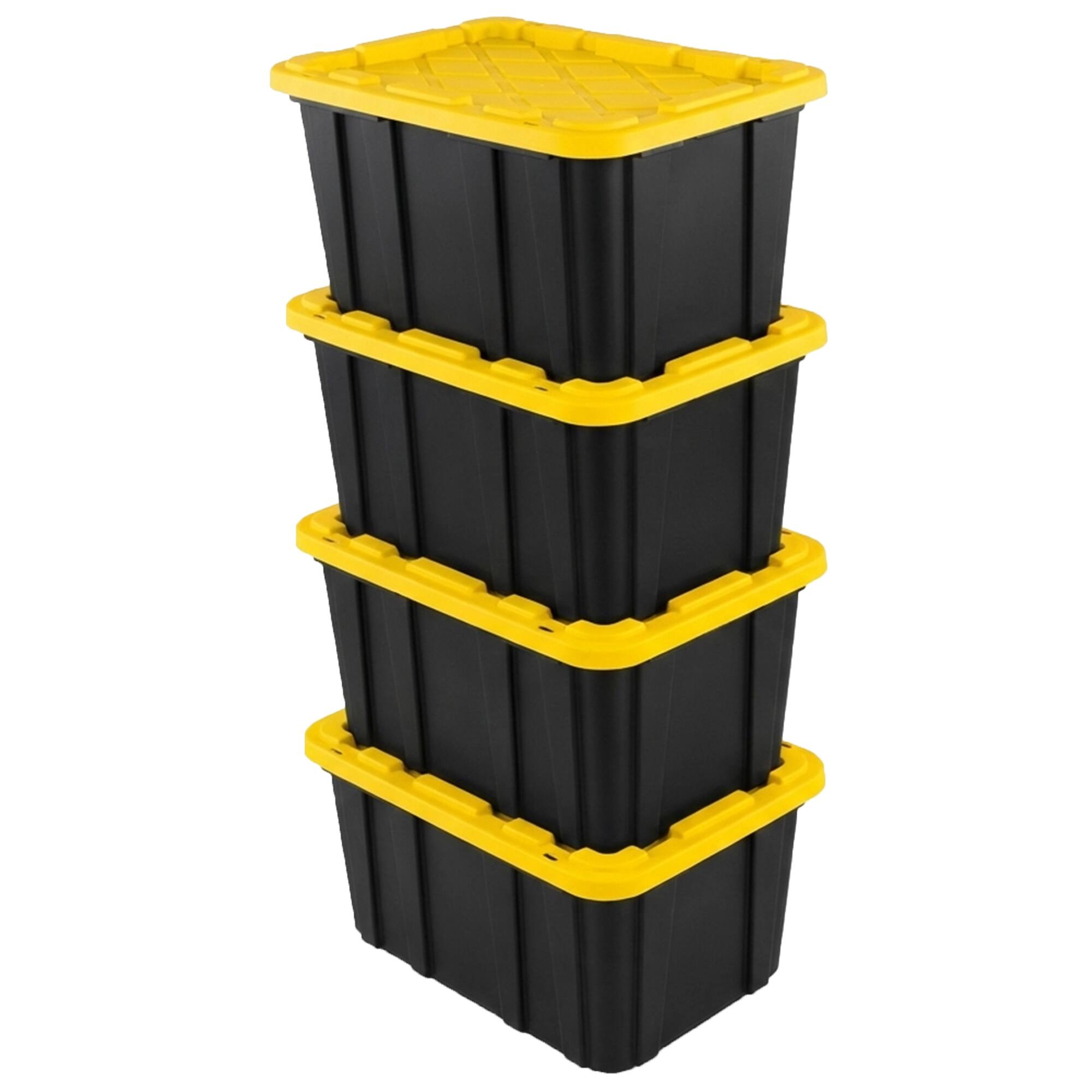 Alt View 8. Sterilite - Sterilite 27 Gallon Industrial Stackable Storage Tote Lidded Containers, 4 Pack.
