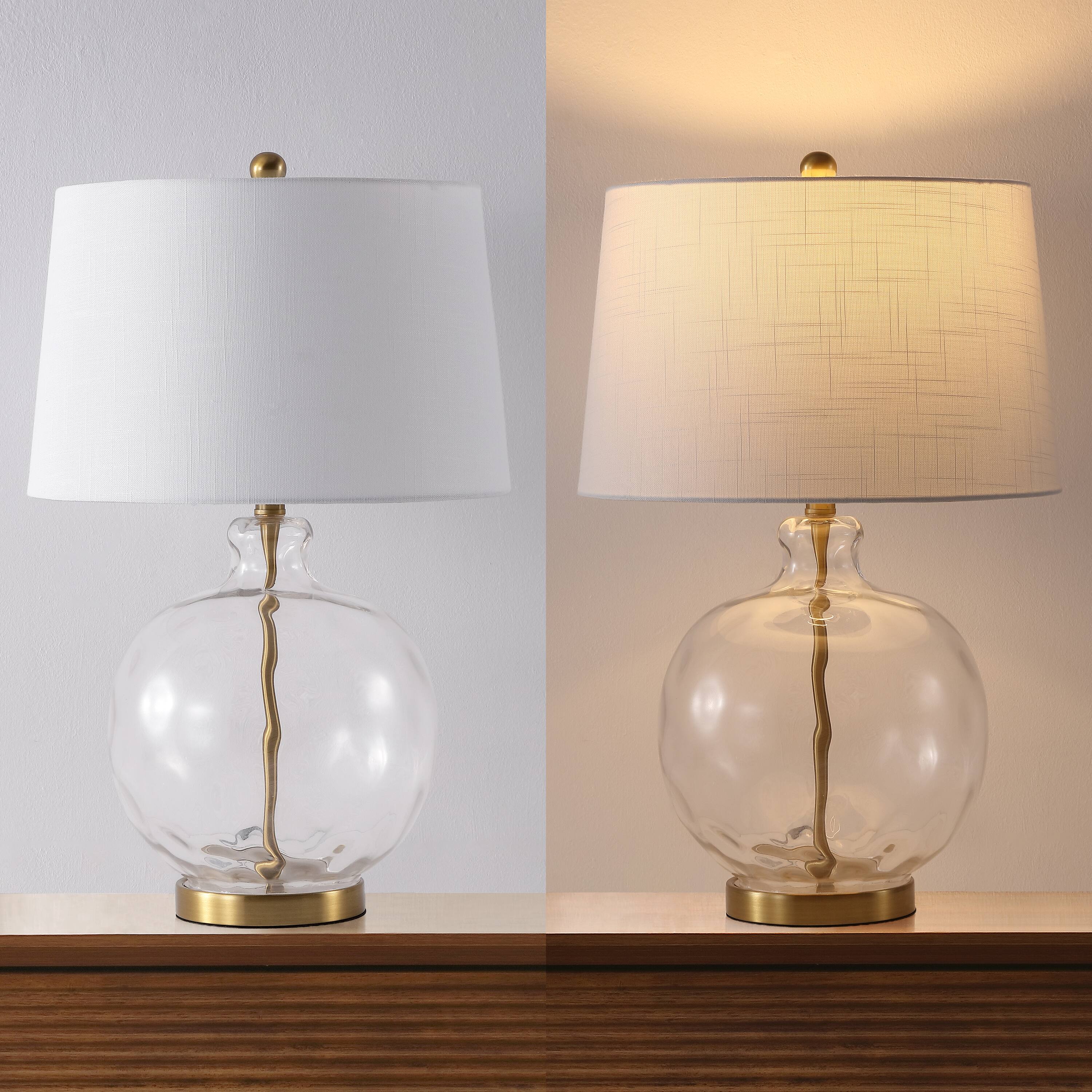 Alt View 5. Jonathan Y - Rae 26.5" Contemporary Glam Clear Glass and Brass Gold Metal Gourd Table Lamp for Living Room - Light Brown.