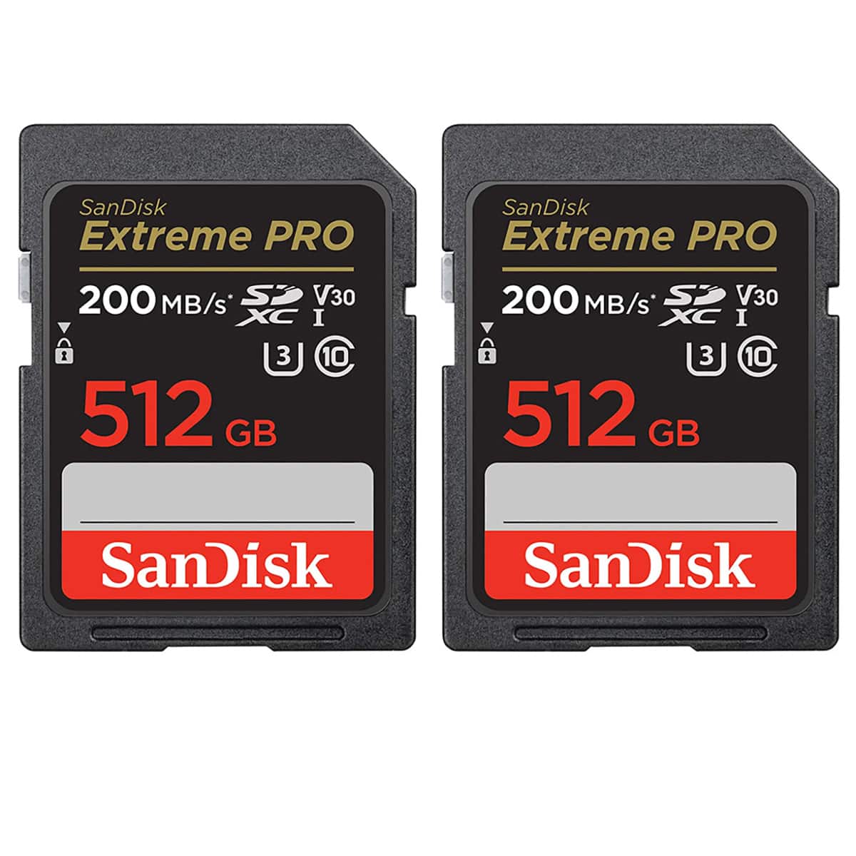 SANDISK - Extreme PRO UHS-I U3 SDXC Memory Card - 512GB, 2-Pack