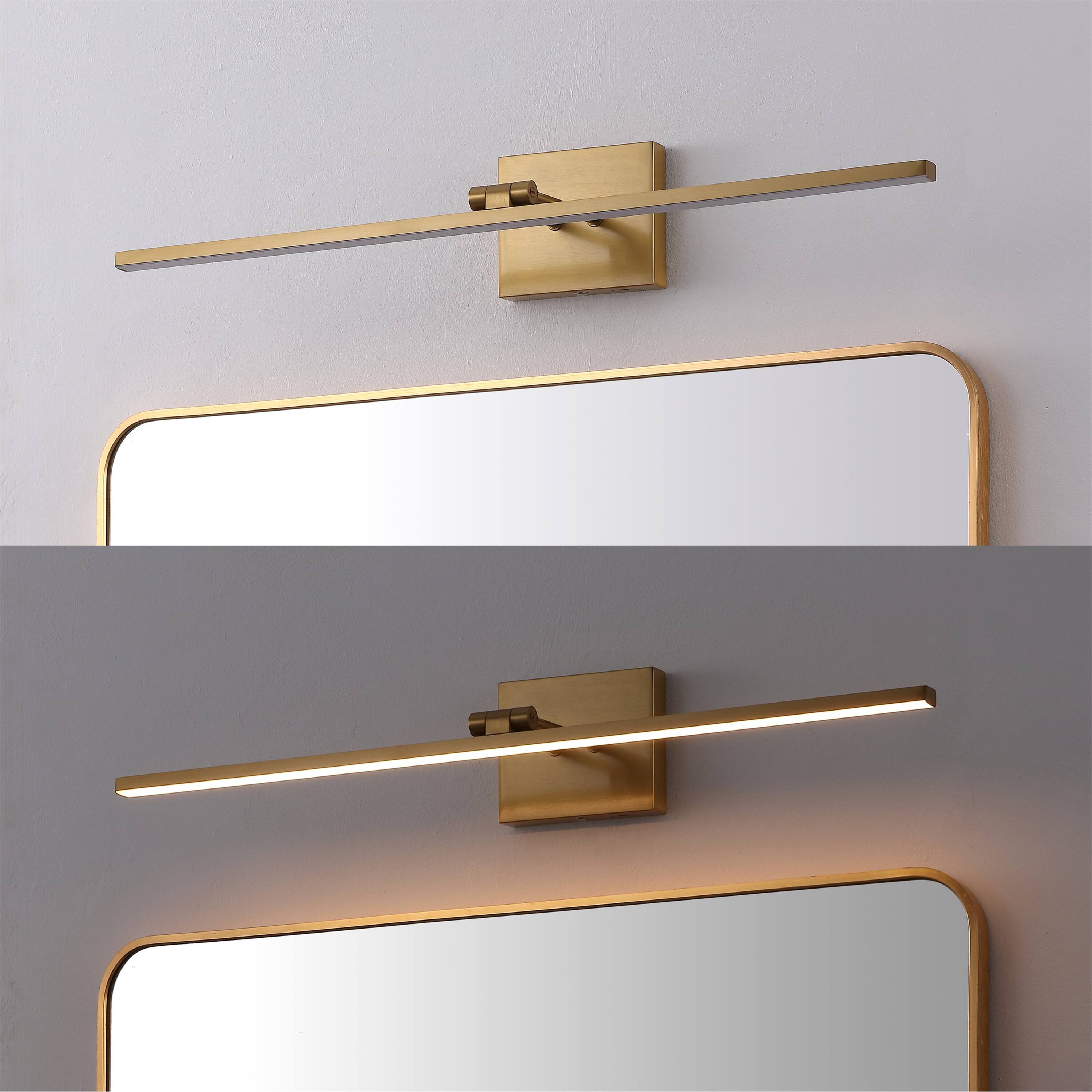 Alt View 4. Jonathan Y - Santino 28" Modern Minimalist Swivel Integrated Dimmable LED Rechargeable Picture Light with Touch Sensor, Brass Gold - Brass Gold.