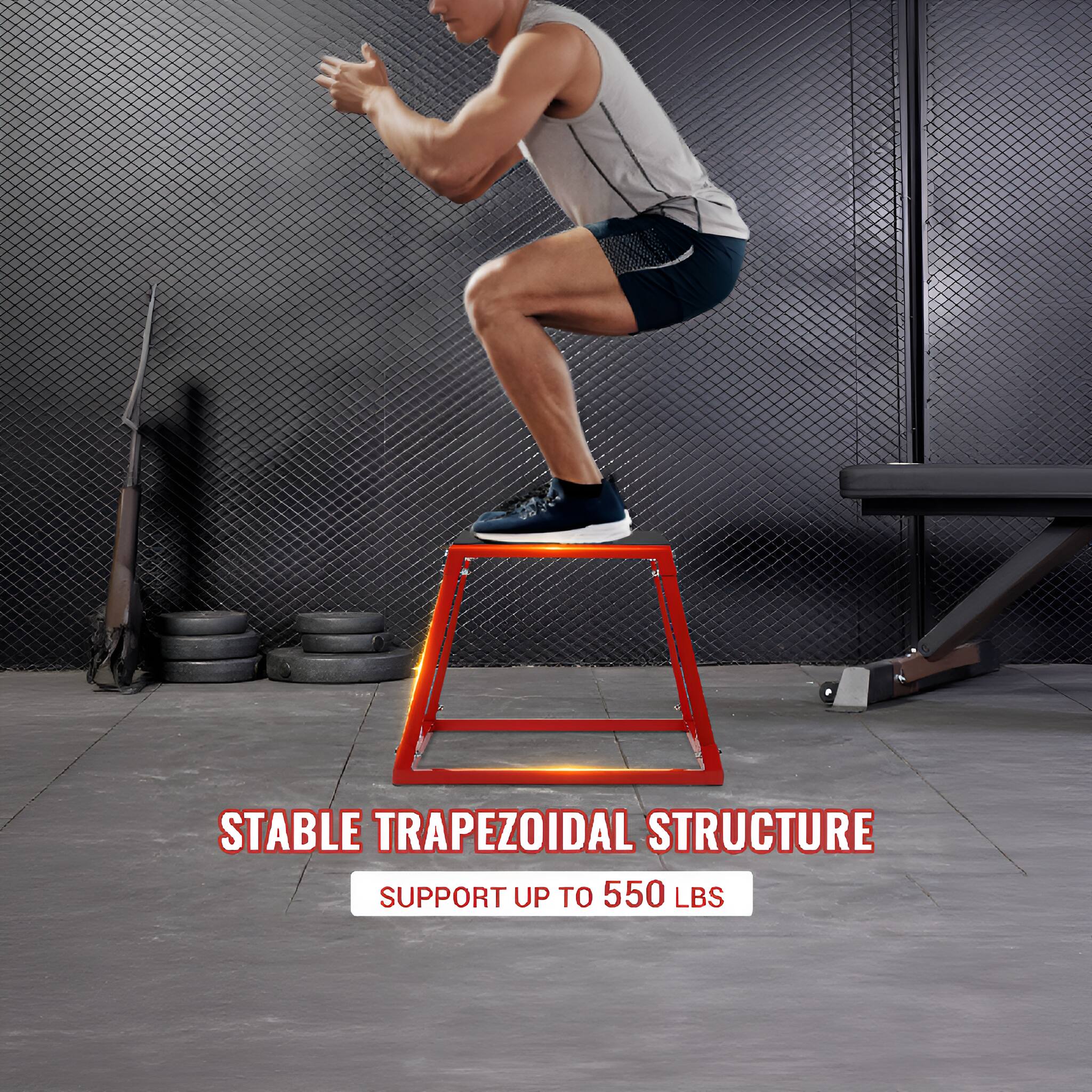 STABLE TRAPEZOIDAL STRUCTURE  
SUPPORT UP TO 550 LBS