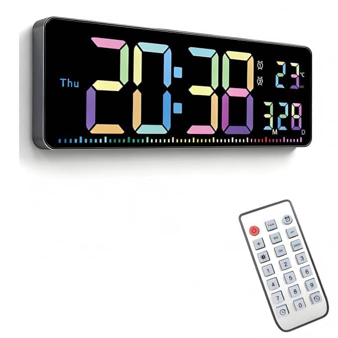 Dazzed Corner - Alarm Clock, Auto-Dimming Digital Wall Clock - Black
