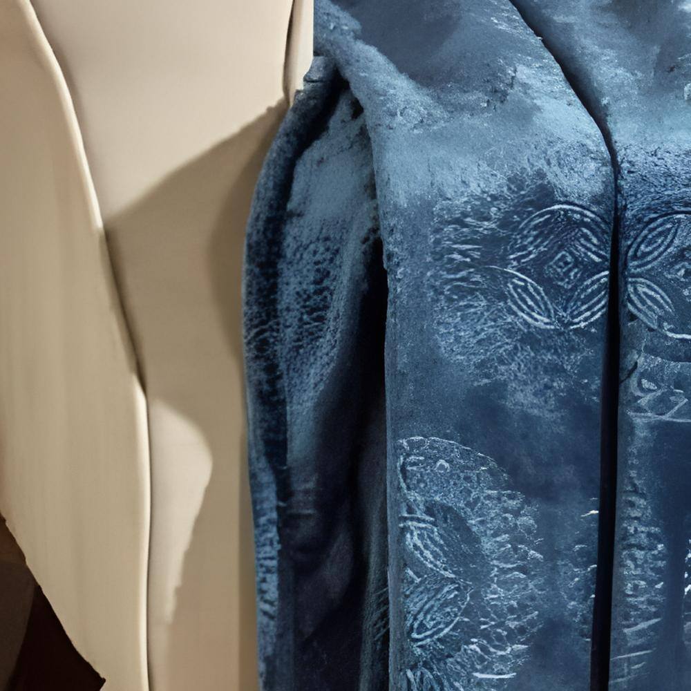 Alt View 2. Noble House - Ceasar Soft Plush Contemporary Embossed Collection All Season Throw 50"x60", Oxford Blue - Oxford blue.