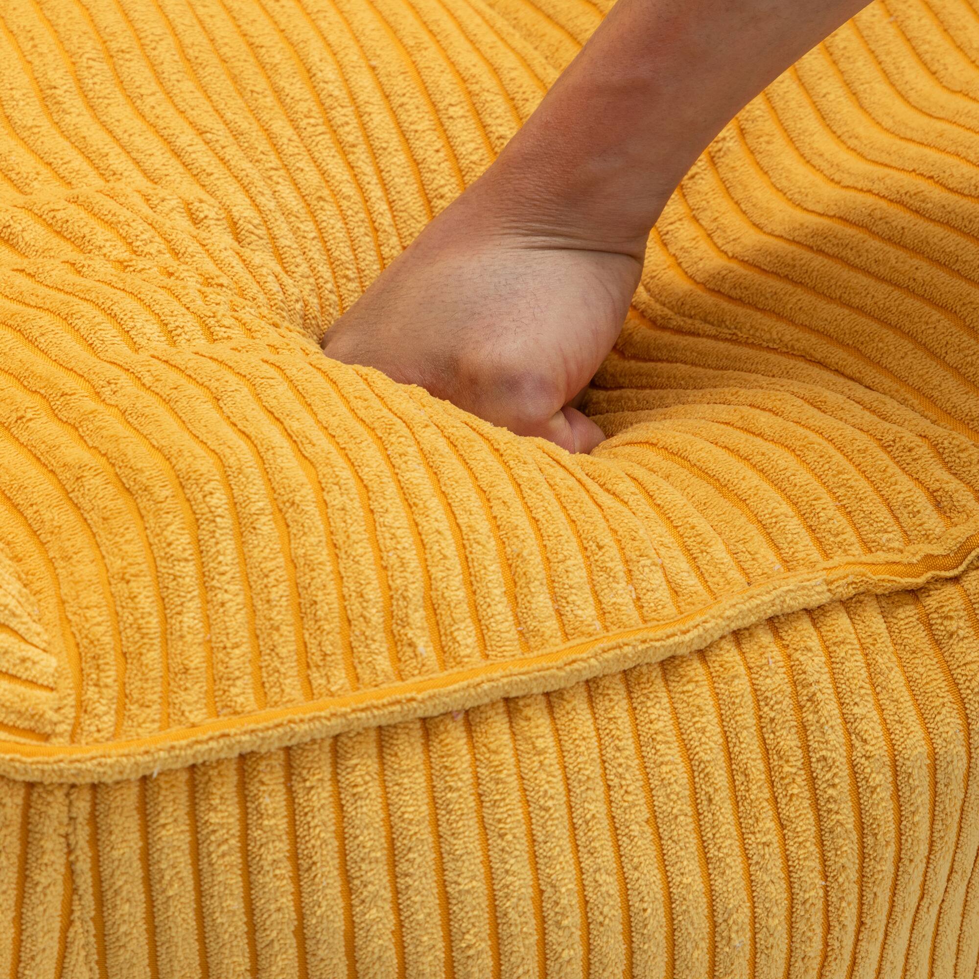 Alt View 7. GOODSILO - Large Corduroy Bean Bag Sofa Chair with Armrests for Living Room and Bedroom Comfort - Yellow.