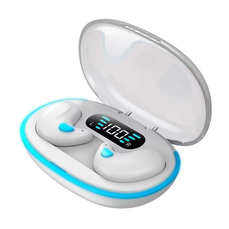 RISOKEYS - Wireless Bluetooth Sleep Headphones Bone Conduction, Noise Cancelling for Sleeping, Running, Commuting,White