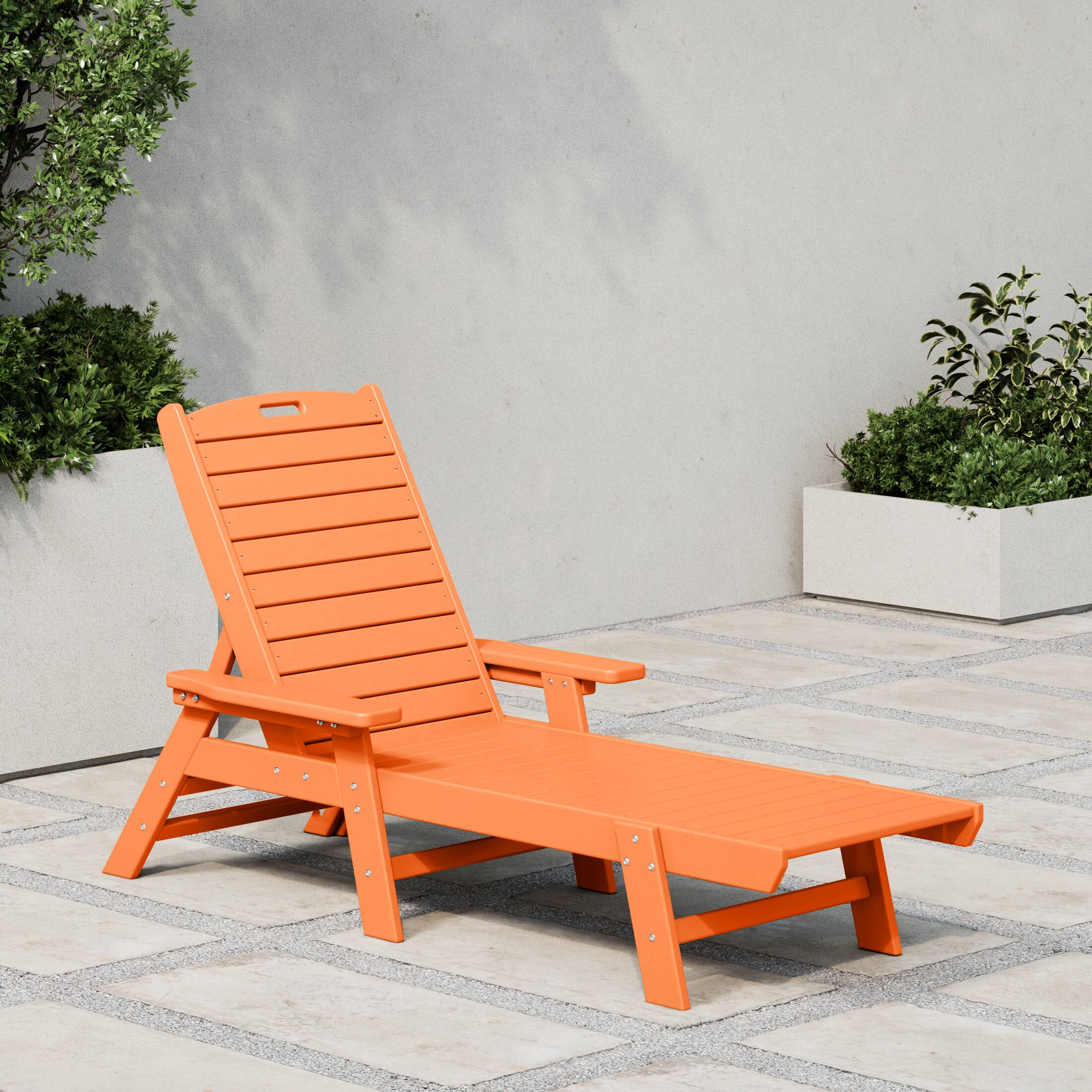 Angle. WestinTrends - WestinTrends Malibu Poly Reclining Chaise Lounge - Orange.