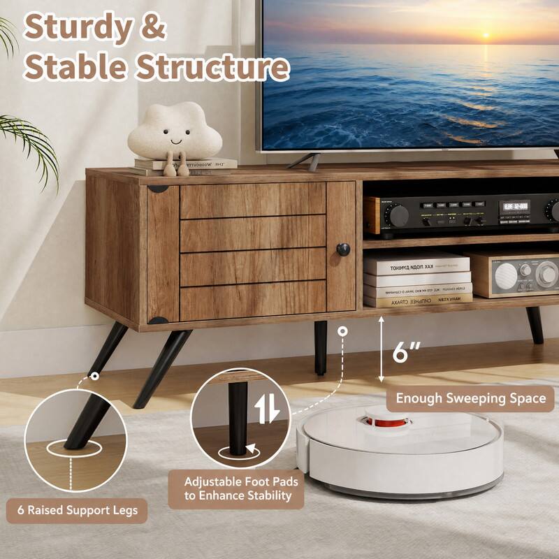 Sturdy & Stable Structure

WOODCUTTY THE
KAX
poon (T) MI PENNO - CNUPHEE NEOEYHAN CTRAXA

6" Enough Sweeping Space
6 Raised Support Legs
Adjustable Foot Pads to Enhance Stability