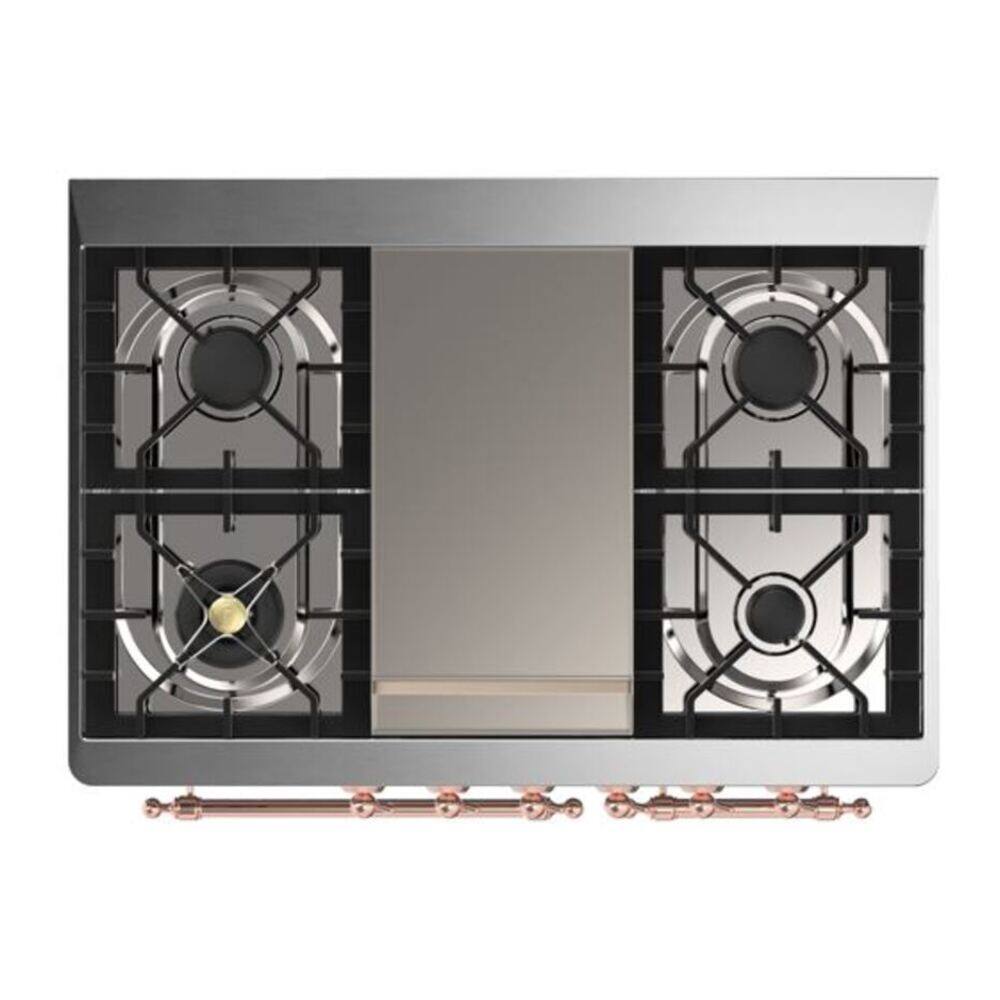 Alt View 8. ILVE - ILVE Majestic II Series 40 in. Dual Fuel Range with 6 Sealed Burners + Griddle (Natural Gas, Copper Trim) - Midnight Blue.