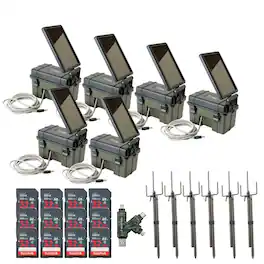 Stealth Cam - Trail Camera Mount Stick with Solar Auxiliary Power Pack 32GB Memory Cards and Card Reader (6 Pack)