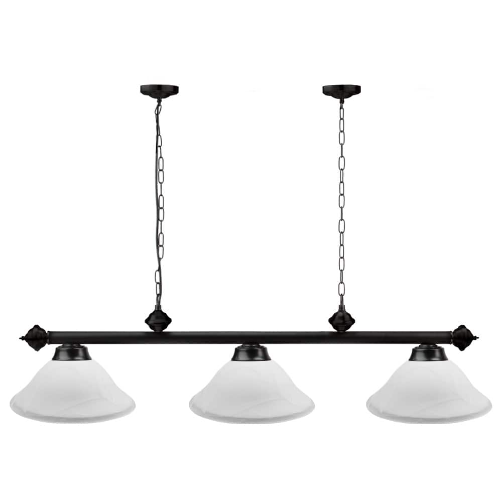 GSE Games & Sports Expert - 56" Metal Hanging Billiard Lights with 3 Metal Lamp Shades for Billiards Room - White Glass