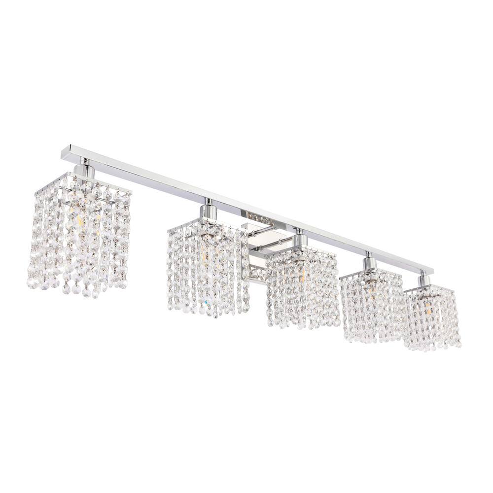 Alt View 1. Living District - Phineas 5 light Chrome and Clear Crystals wall sconce - Chrome And Clear Crystals.