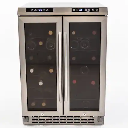 Front. Avanti - Dual-Zone Wine Cooler, 38 Bottle Capacity - Stainless Steel.