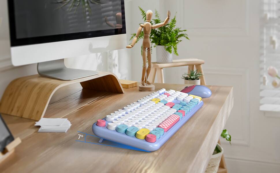 Left. MOFii - MOFII Retro Wireless Keyboard & Ambidextrous Mouse Combo, 2.4GHz w/ Number Pad for Computer PC Laptop Mac Windows (Blue) - Blue.
