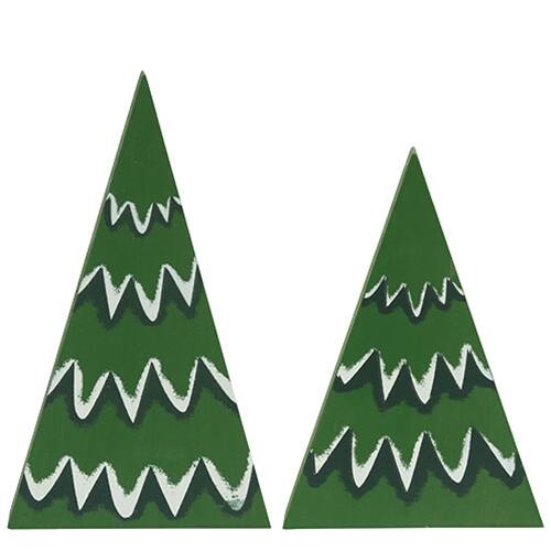 Front. BreeBe - *2/Set Chunky Snowy Christmas Trees - Green.