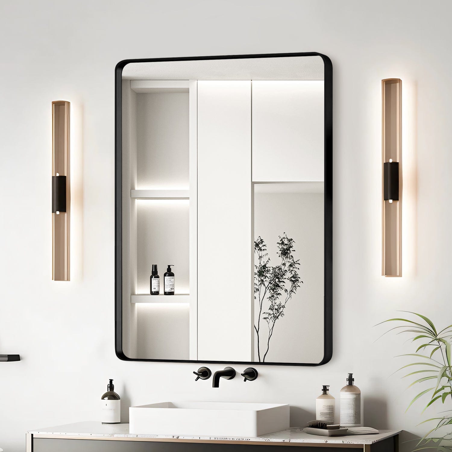 BreeBe - 20x30 Inch Aluminium Frame Bathroom Mirror - Black