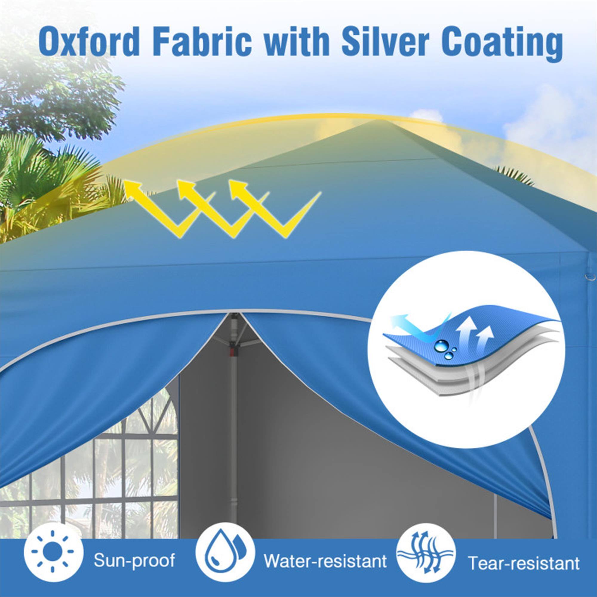 Oxford Fabric with Silver Coating

- Sun-proof
- Water-resistant
- Tear-resistant