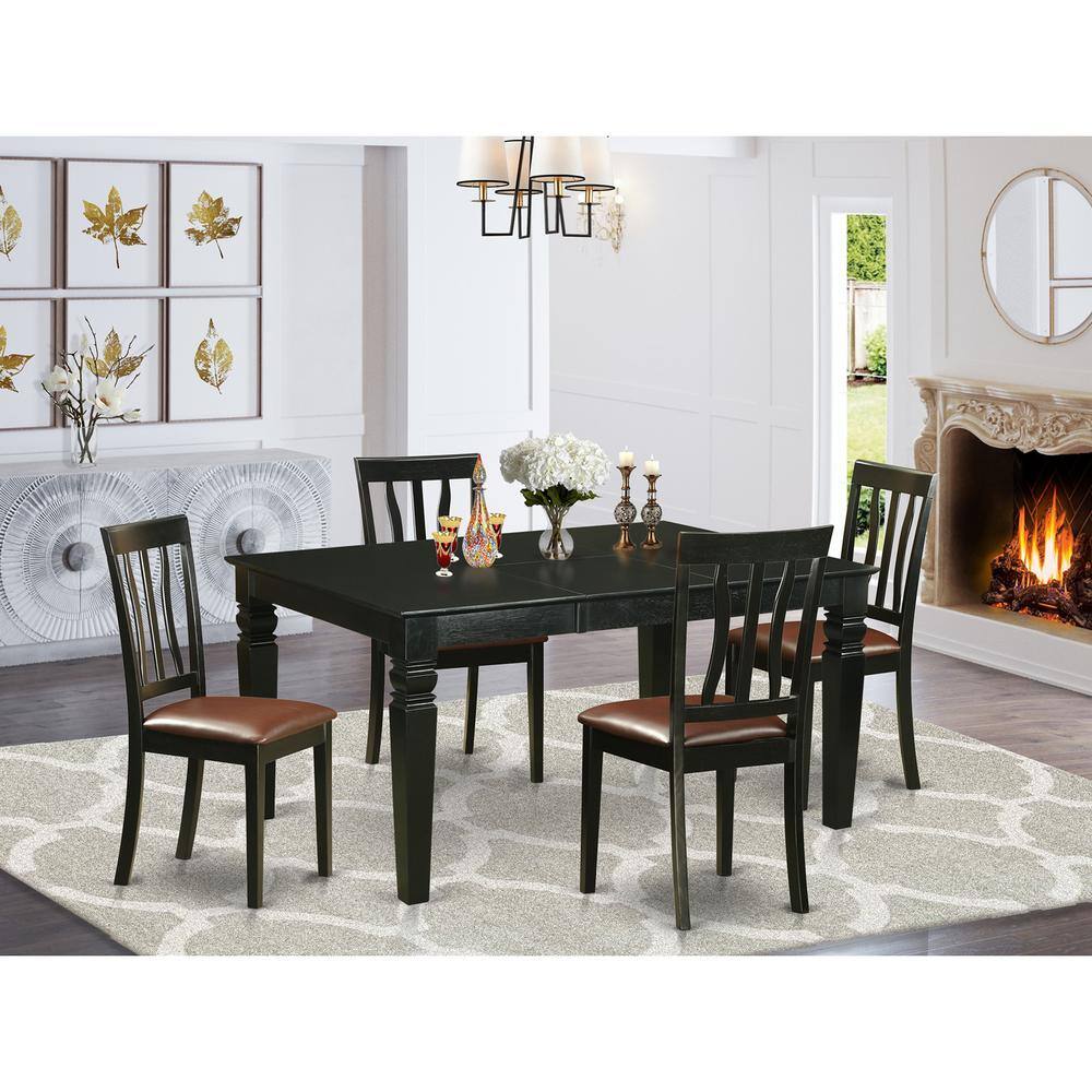 Back. East West Furniture - 5 PcTable and chair set for 4-Table and 4 Dining Chairs - Black.
