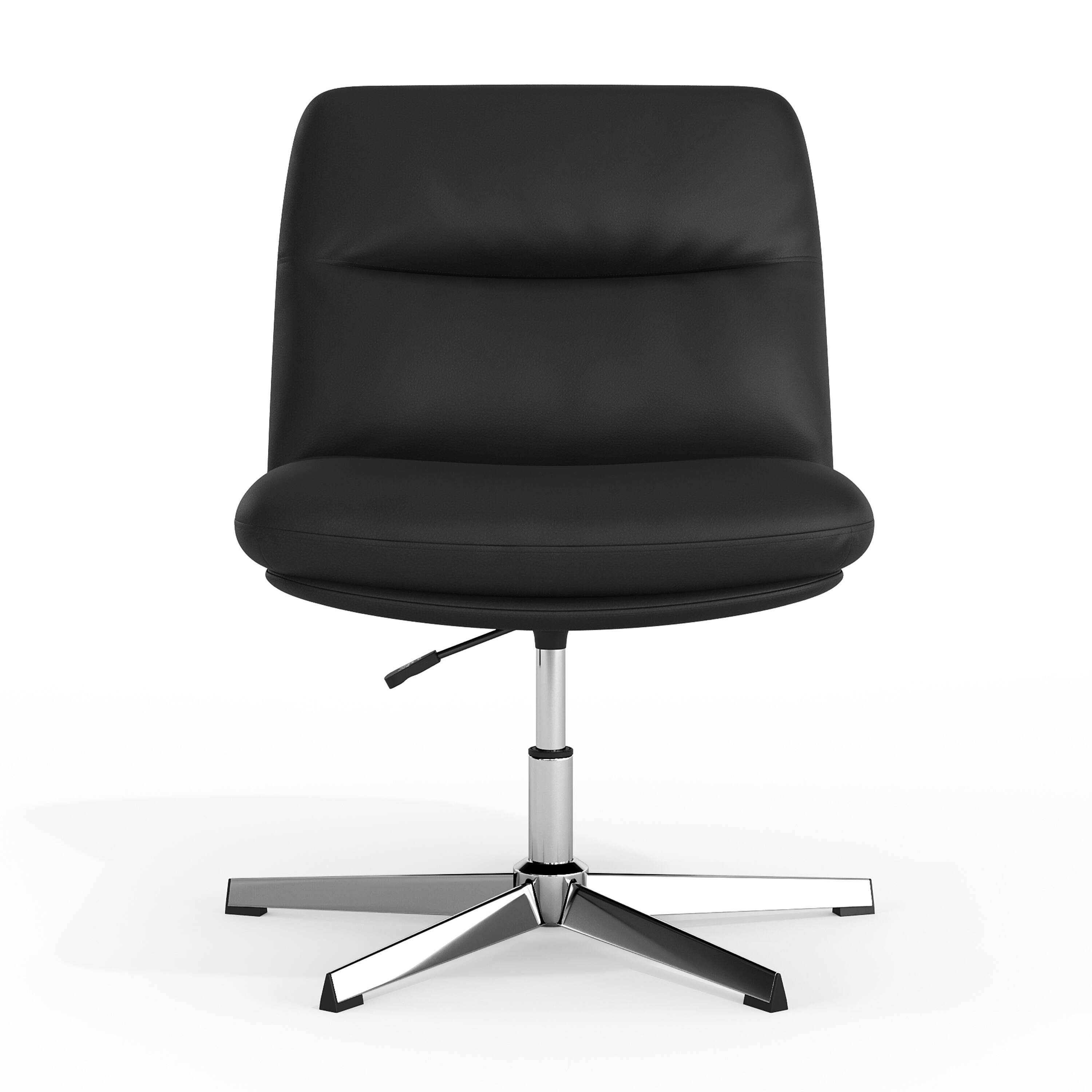 Alt View 8. Emma + Oliver - Mid-Back Swivel Office Chair with Padded Upholstery & Sturdy Frame - Black Faux Leather/Chrome Frame.