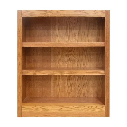 Front. Concepts in Wood - Single Wide Bookcase 3 Shelves Dry Oak Finish - Brown.