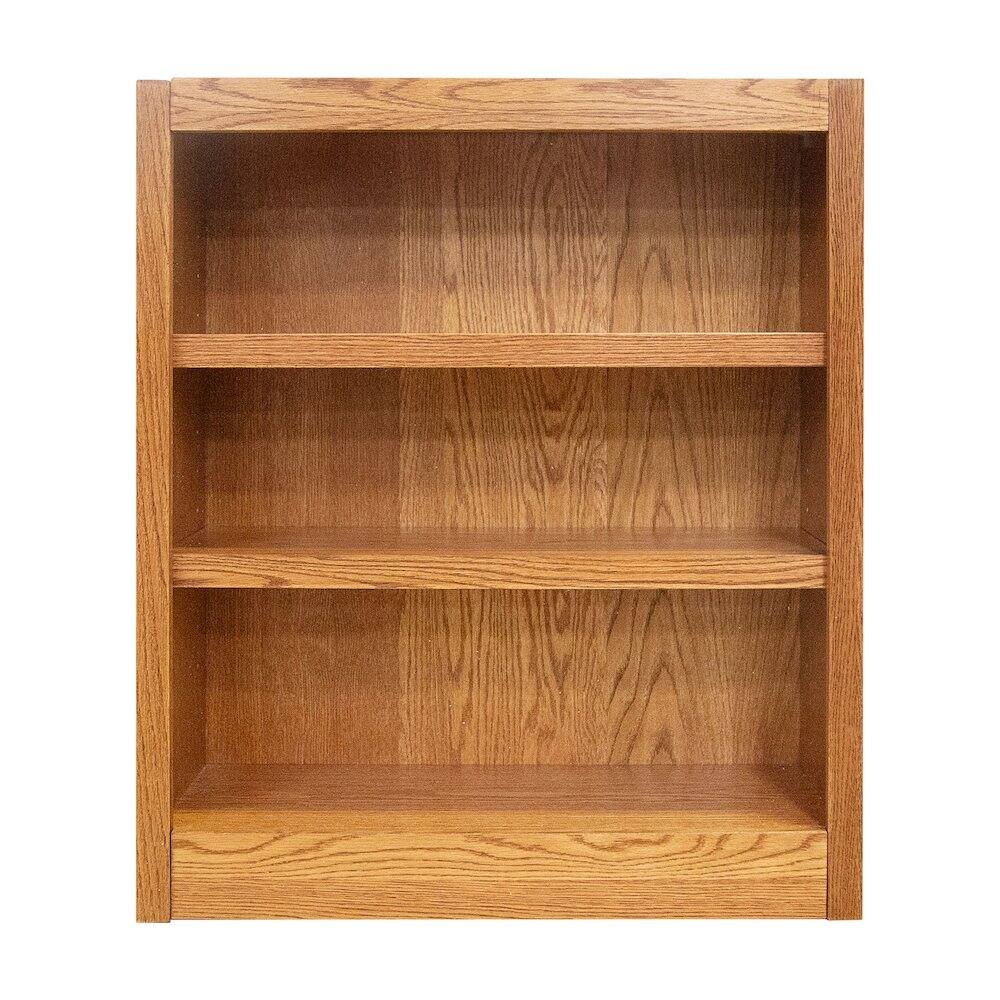 Front. Concepts in Wood - Single Wide Bookcase 3 Shelves Dry Oak Finish - Brown.