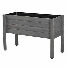 RYHNUYNE - Outsunny Raised Garden Bed with Legs, 48" x 22" x 30" Elevated Wooden Planter Box, Self-Draining with Bed Liner - Gray