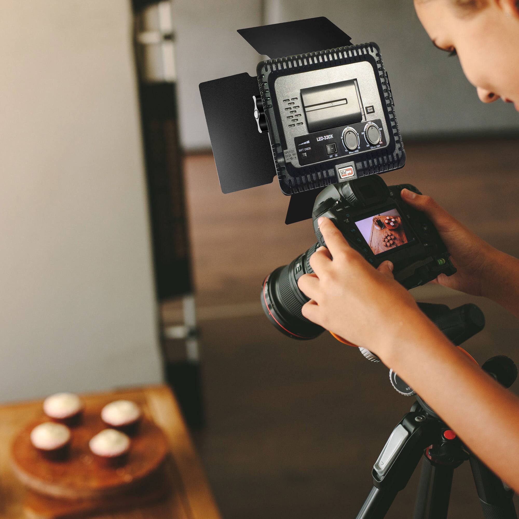 Alt View 5. Vidpro - Vidpro LED-330X Varicolor Studio Video Lighting Kit with Built-in Barn Doors & Diffuser - Black.