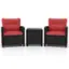 Alt View 1. Costway - 3 PCS Patio Furniture Set with Tempered Glass Coffee Table Washable Cushions - Red,Black.