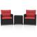 Alt View 1. Costway - 3 PCS Patio Furniture Set with Tempered Glass Coffee Table Washable Cushions - Red,Black.