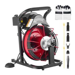 VEVOR - Drain Cleaner Machine 50 FT x 5/16 Inch, Auto Feed Sewer Snake Auger with 4 Cutters & Air-Activated Foot Switch