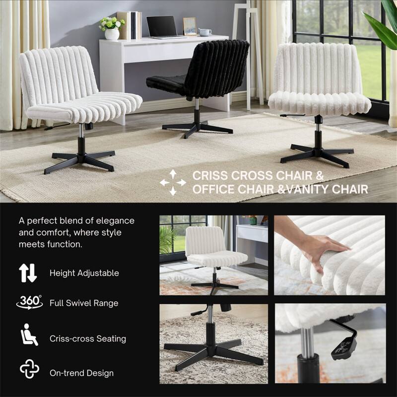 CRISS CROSS CHAIR & OFFICE CHAIR & VANITY CHAIR

A perfect blend of elegance and comfort, where style meets function.

- Height Adjustable
- 360° Full Swivel Range
- Criss-cross Seating
- On-trend Design