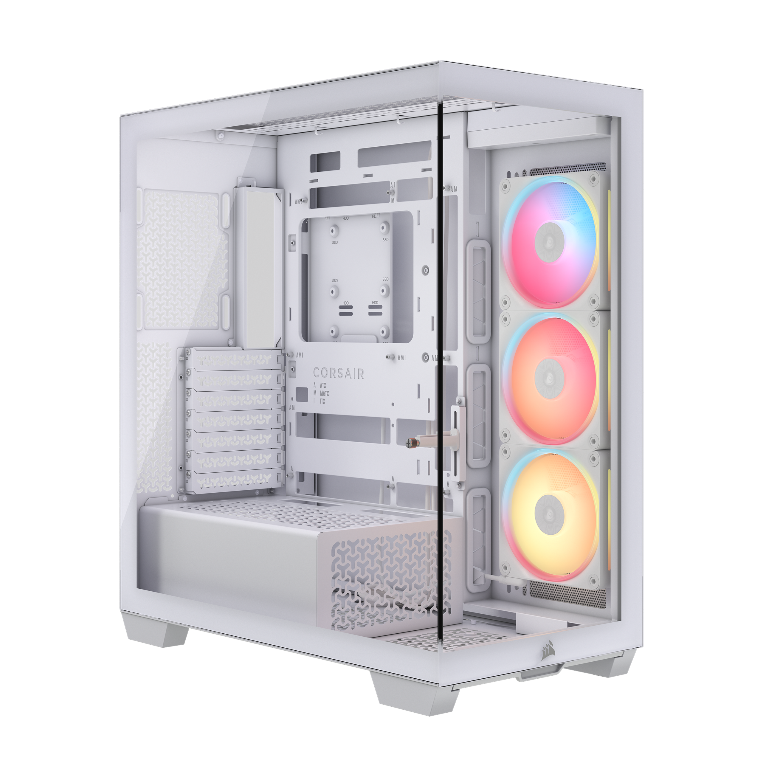 Front. CORSAIR - 3500X LX-R RGB iCUE LINK Mid-Tower PC Case - White.