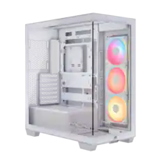 Front. CORSAIR - 3500X LX-R RGB iCUE LINK Mid-Tower PC Case - White.